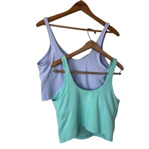 Lot 2 Lululemon Align Tank Tops Mint Green Lavender Pastel Crop Built In Bra 12